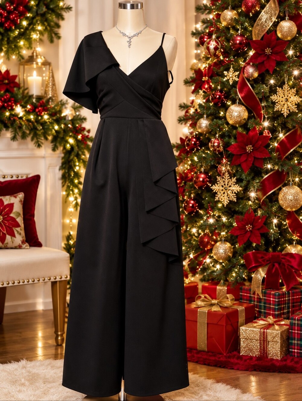 Black Asymmetrical One-Shoulder Jumpsuit